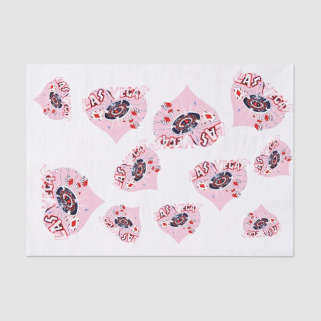 Papier Mousseline Las Vegas Coeurs Rose Girly (Recto)