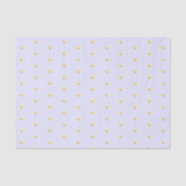 Papier Mousseline Lavande et Gold Hearts Faux Foil Motif (Recto)