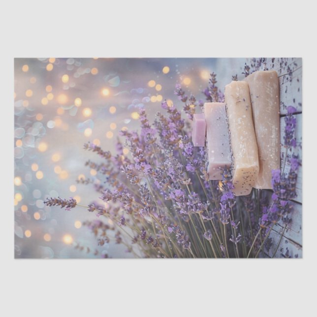 Papier Mousseline Lavande Fleurs et savon Spa de salle de bain Décou (Recto)