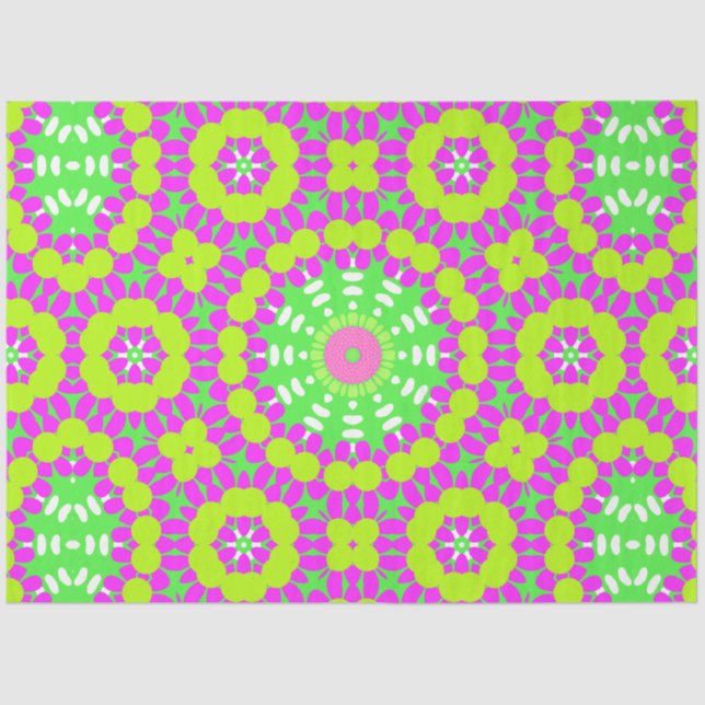 Papier Mousseline Lavande Funky, Lime Green & Yellow Decoupage (Recto)