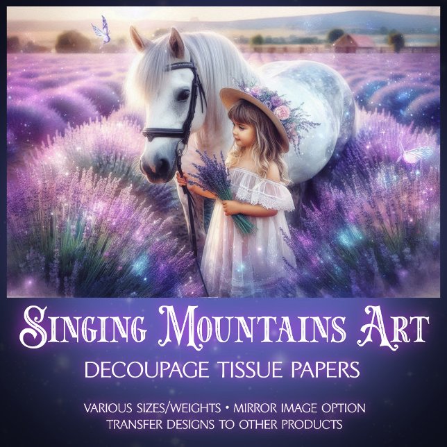 Papier Mousseline Lavande Imaginaire fille et cheval découpage (Créateur téléchargé)