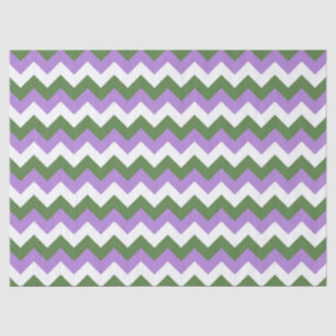 Papier Mousseline Lavande, vert et blanc Chevron Zigzag