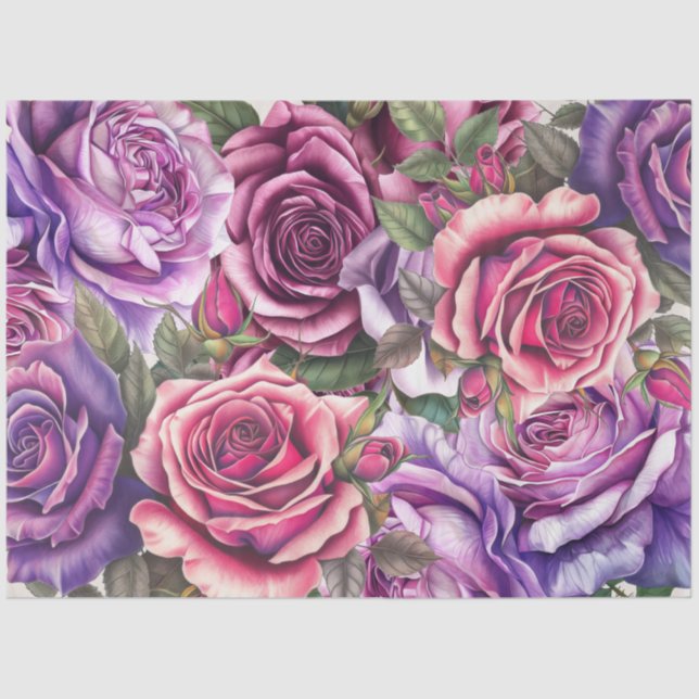 Papier Mousseline Lavande violet rose Rose Découpage Tissu papier (Recto)