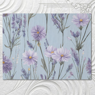Papier Mousseline Lavender White Daisy Boho Fleur sauvage Decoupage
