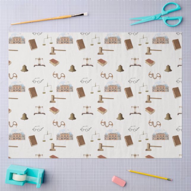 Papier Mousseline Law Scales Gavel Juridique Antique Motif (Artisanat)