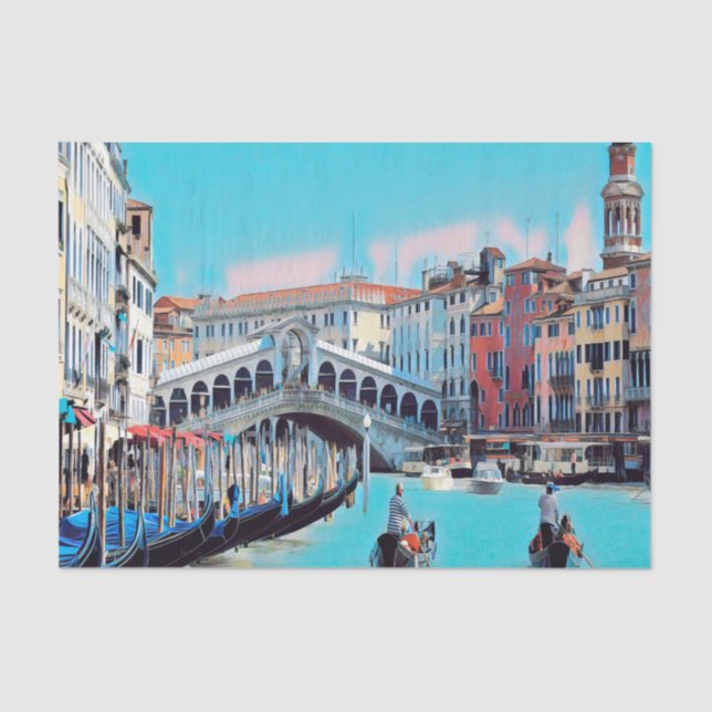 Papier Mousseline ldp VENICE - gondolas - rialto - (Recto)