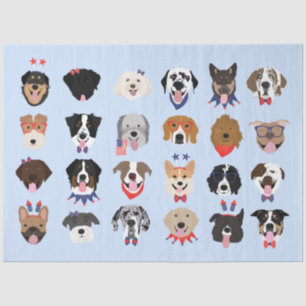 Papier Mousseline Le 4 Juillet Dog Visages