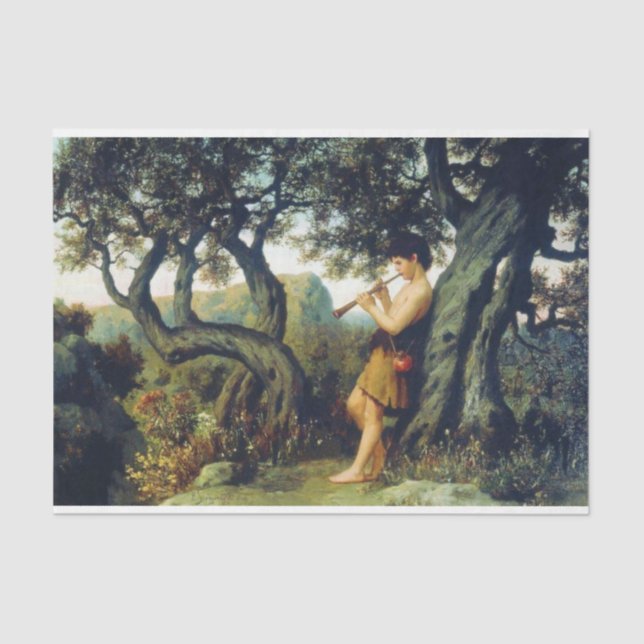 Papier Mousseline Le berger Jouer à la flûte (Recto)