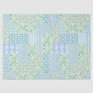 Papier Mousseline Le bigorneau bleu fleurit le patchwork vintage de