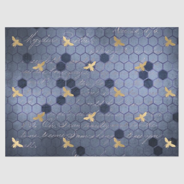 Papier Mousseline Le Blue Bee Series Design 12 Tissus Papier (Recto)