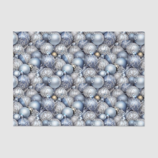 Papier Mousseline Le Blue & Silver Christmas Bulb Series Design 13 (Recto)
