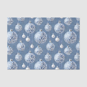 Papier Mousseline Le Blue & Silver Christmas Bulb Series Design 15