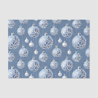 Papier Mousseline Le Blue & Silver Christmas Bulb Series Design 15