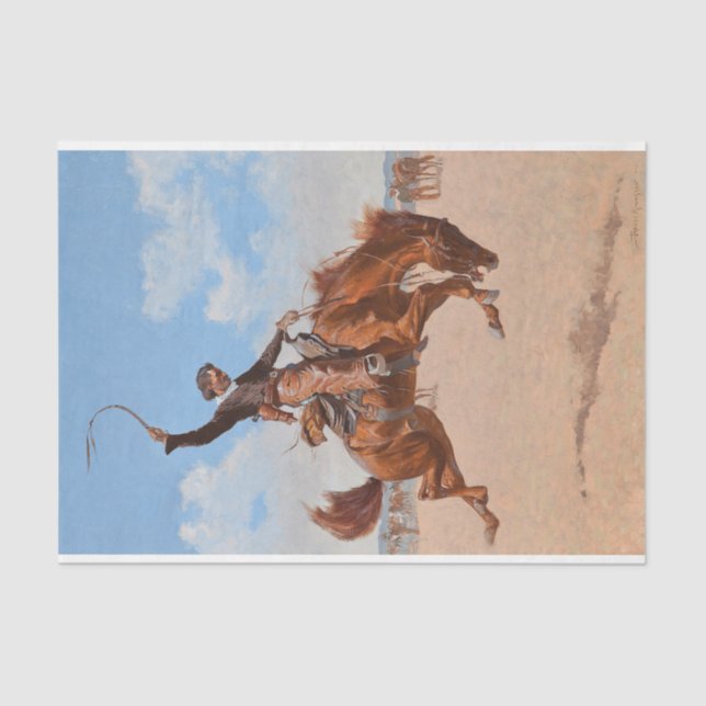Papier Mousseline Le Bronco Buster (par Frederic Remington) (Recto)