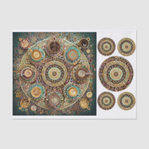 Papier Mousseline Le café est Amour, Mandala d'art Java