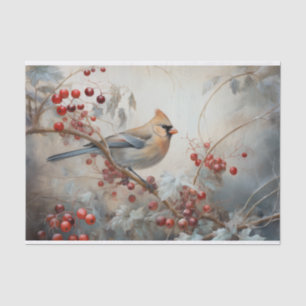 Papier Mousseline Le cardinal de Noël Holly Berry dans le découpage 