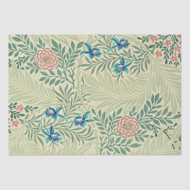 Papier Mousseline Le célèbre motif Larkspur de William Morris (Recto)