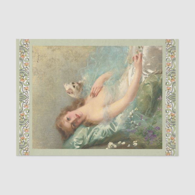 Papier Mousseline Le chat blanc par EVittorio Corcos, Decoupage (Recto)