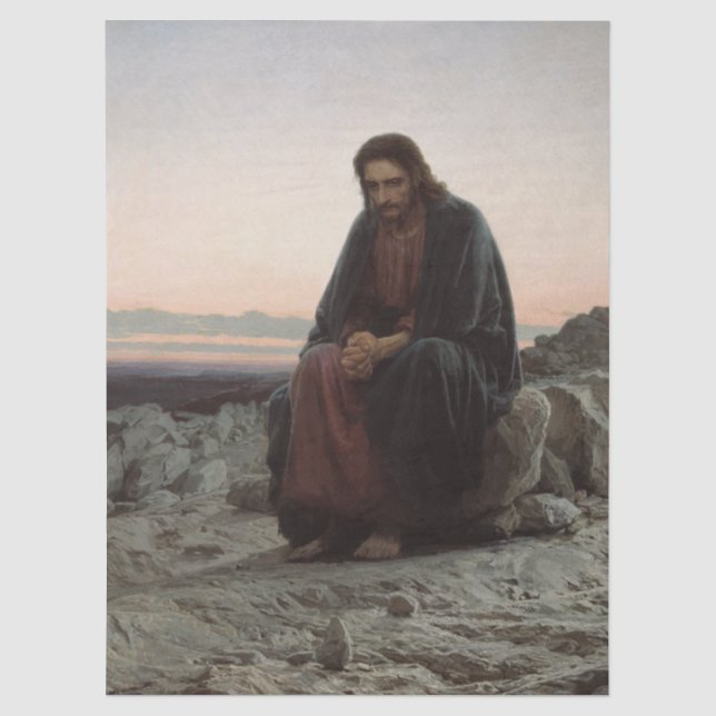 Papier Mousseline Le Christ dans le désert d'Ivan Kramskoï  (Recto)