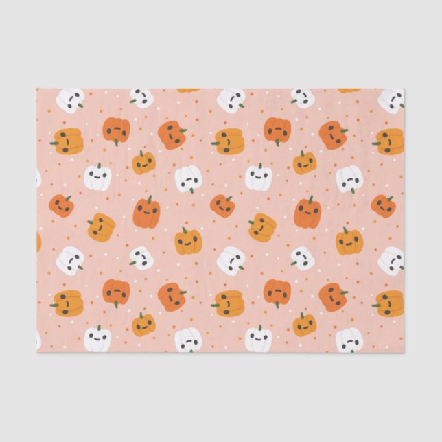 Papier Mousseline Le Citrouille Cute Kawaii fait face au Motif (Recto)