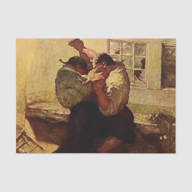 Papier Mousseline « Le combat dans la cabine » par NC Wyeth (Recto)