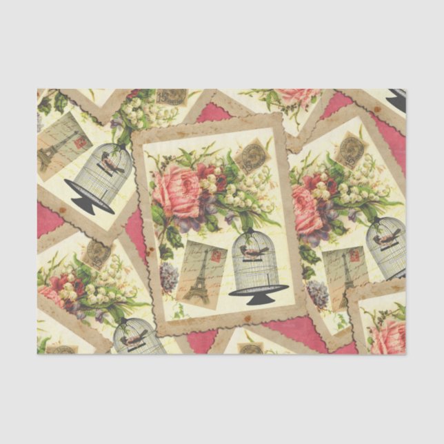 Papier Mousseline Le cru s'est levé, Tour Eiffel, et carte postale (Recto)