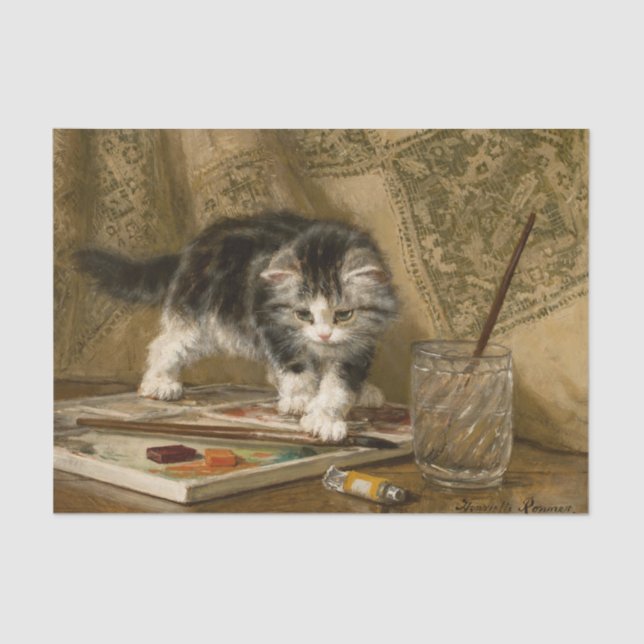 Papier Mousseline Le jeune artiste par Henriette Ronner-Knip (Recto)