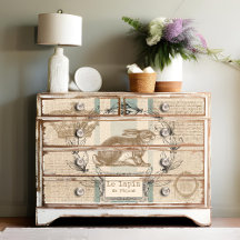 Le Lapin Burlap Rabbit de Pâques Découpage françai