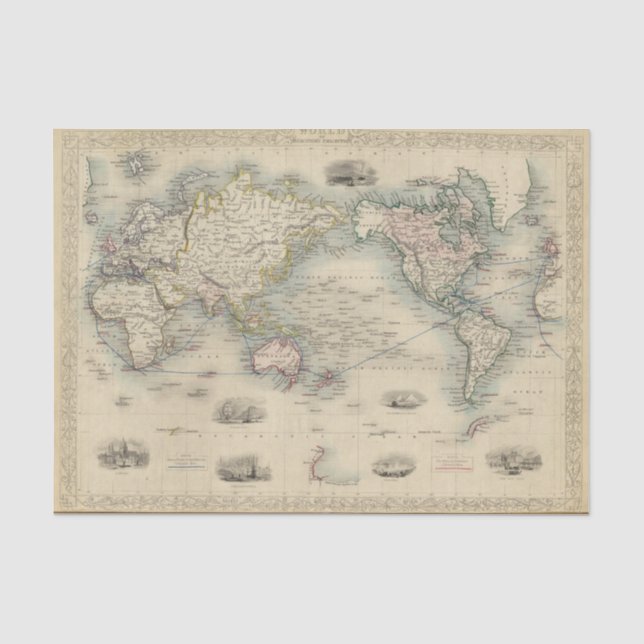 Papier Mousseline Le monde sur la projection de Mercator (Recto)