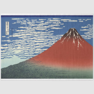 Papier Mousseline Le Mont Fuji par temps clair (Fuji Rouge) (Hokusai