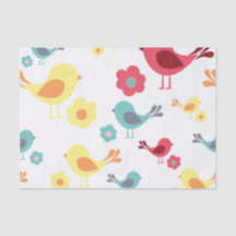le motif des oiseaux vintages - rose, bleu, jaune,