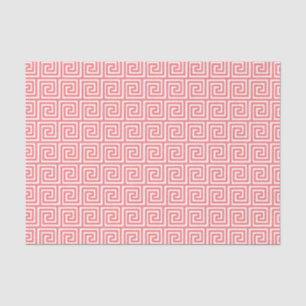 Papier Mousseline Le Motif grec au corail rose et blanc