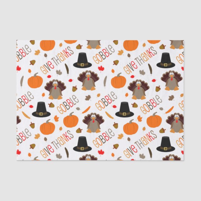 Papier Mousseline Le motif mignon de thanksgiving avalent donnent (Recto)