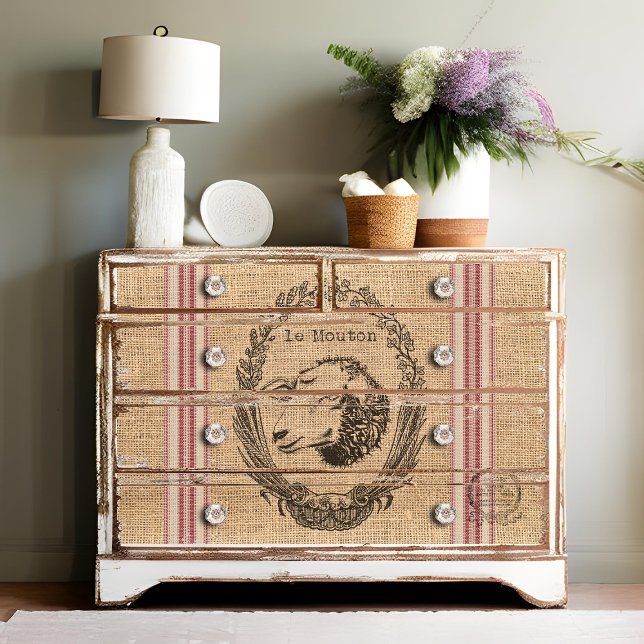 Papier Mousseline Le Mouton ou le Sheep Burlap Grain Sack Decoupage (Créateur téléchargé)