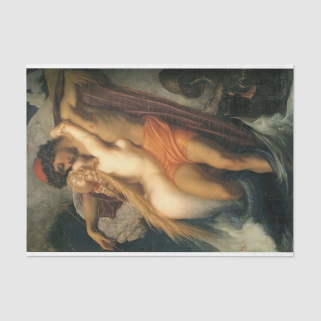 Papier Mousseline Le pêcheur et le serpent (par Frederic Leighton) (Recto)