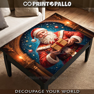 Papier Mousseline Le Père Noël avec un cadeau dans son labo