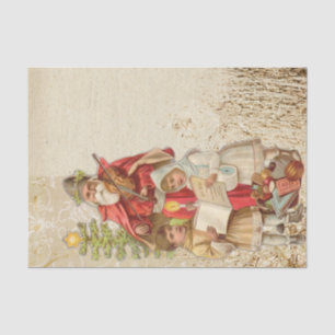 Papier Mousseline Le Père Noël vintage joue du violon