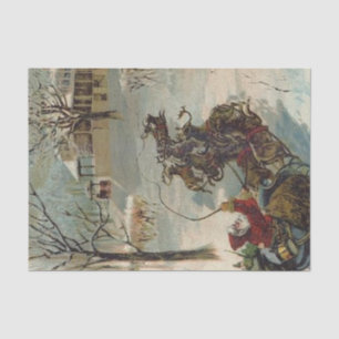 Papier Mousseline Le père noël vintage vient à la ville