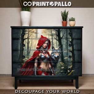 Papier Mousseline Le Petit Chaperon rouge peut se charger du loup