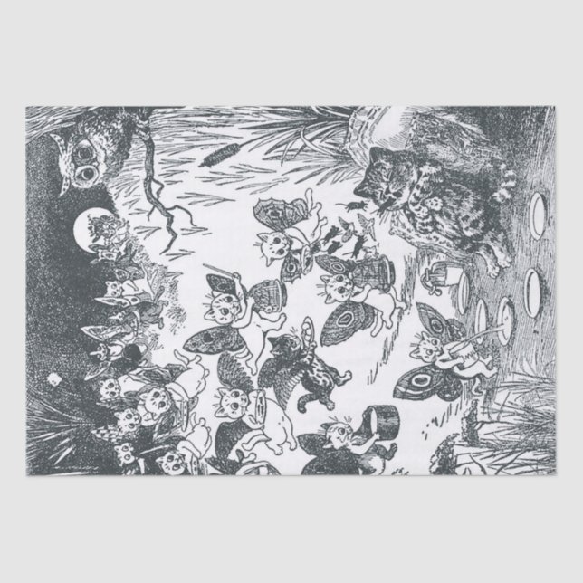 Papier Mousseline Le rêve de Kitty de Fairyland, Louis Wain (Recto)