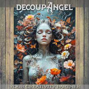 Papier Mousseline Le rêve d'Eve parmi les fleurs - Découpage -