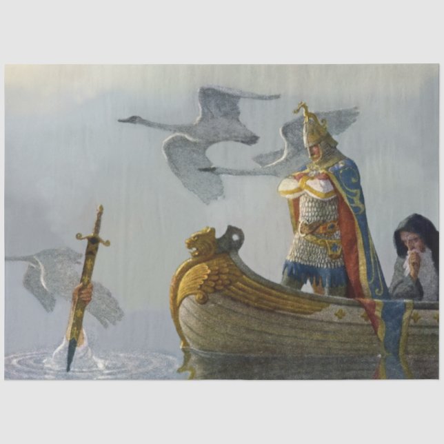 Papier Mousseline « Le roi Arthur prend l'épée » par NC Wyeth (Recto)