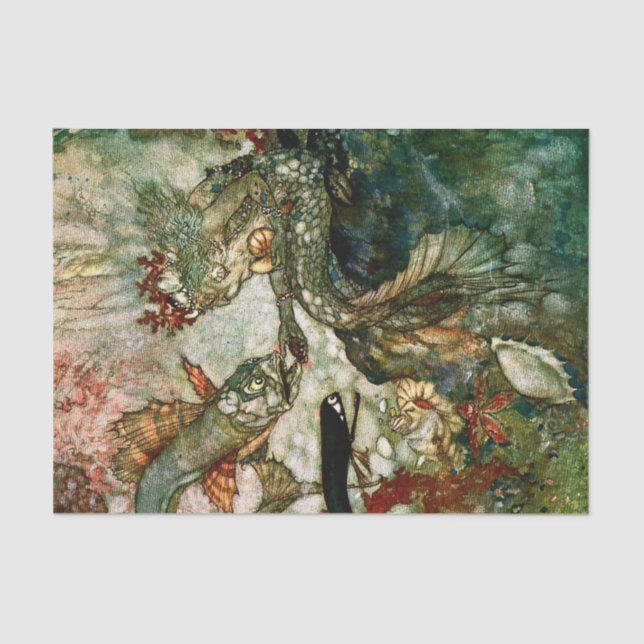 Papier Mousseline "Le roi des sirènes" par Edmund Dulac (Recto)