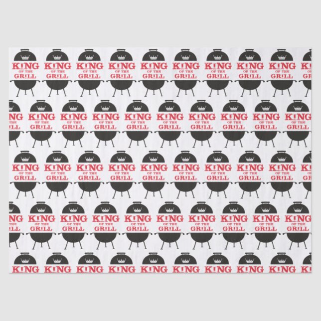 Papier Mousseline Le Roi Du Grill, Blanc Noir Couronne Rouge (Recto)