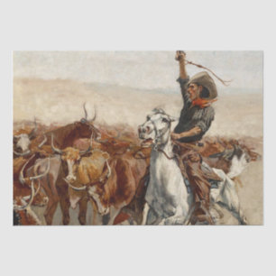 Papier Mousseline Le Roundup Western Art par Frederic Remington