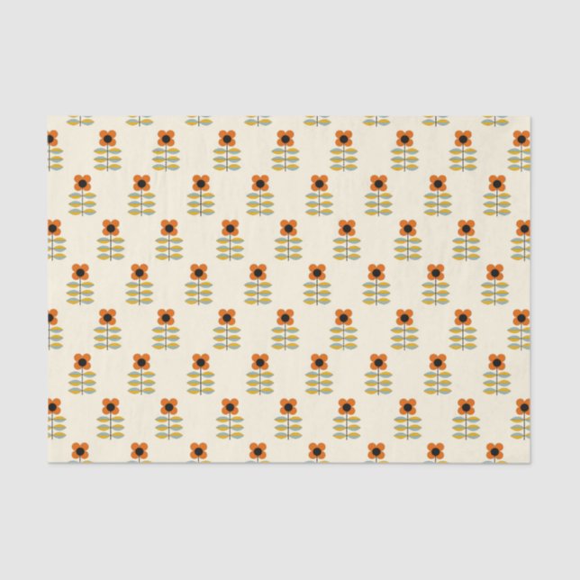 Papier Mousseline Le Scandinave a inspiré le motif floral orange (Recto)