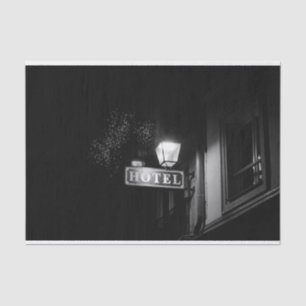 Papier Mousseline Le signe vintage d'hôtel, le réverbère et beaucoup