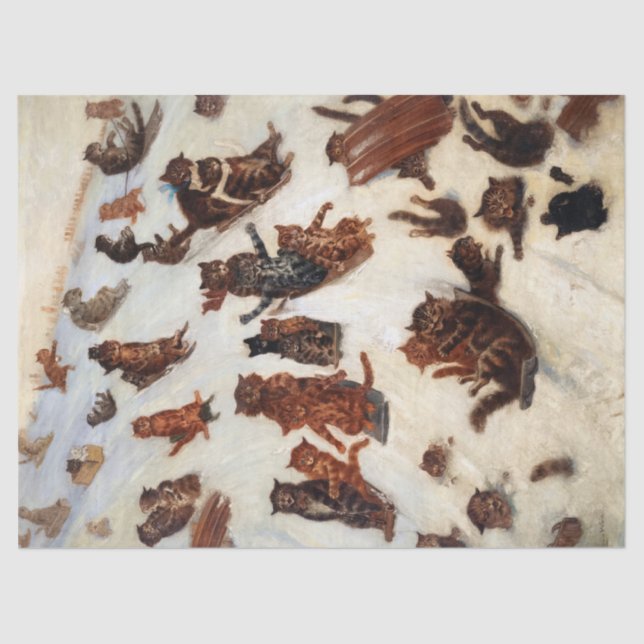 Papier Mousseline Le Tabby Toboggan Club par Louis William Wain (Recto)