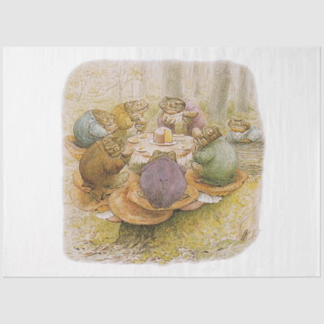 Papier Mousseline Le Tea Party des crapauds (par Beatrix Potter) (Recto)