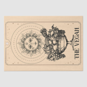 Papier Mousseline Le Vegan stylisé soleil gravé abondants fruits